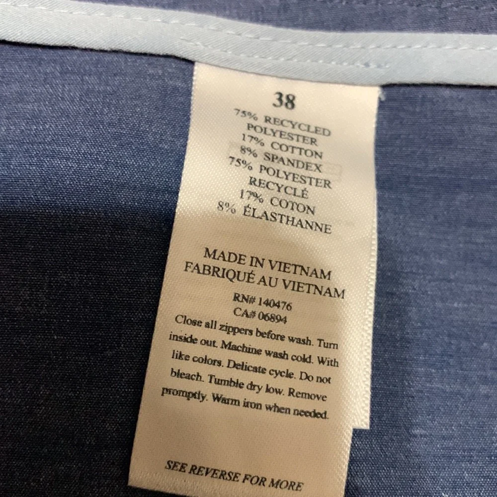 Faherty Men’s All Day Shorts Blue Zip Fly Size 38